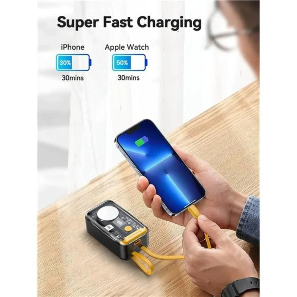 Apple Watch Charger, 10000mAh Portable Charger Power Bank Built-in Cables